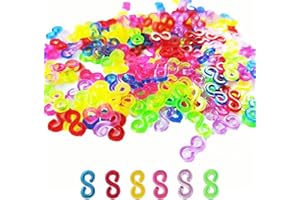 Erismithh Rubber Band Clips 100Pcs S-Clip Loom Band Colourful Plastic Band Clip Connector for Handmade Weaving Necklace Jewellery DIY Bracelet Connector Accessory