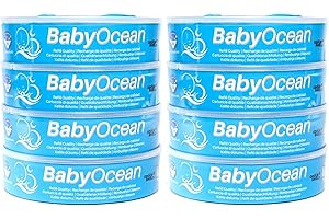 BabyOcean - Ricarica per mangiapannolini foppapedretti Maialino angelcare (fino a 2240 pannolini), sacchetti Profumati con multi-strati anti odore. Qualità proprio come l'originale (8 pezzi)