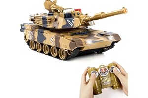 Supdex 1/24 RC Tank, Remote Control Battle USA M1A2 Army Model Tank with Sound Effects, Lights and Smoke, 2.4G Military Model Toy for Kids, Infrared Battle Toy with Smoke Effect Gift for Boys