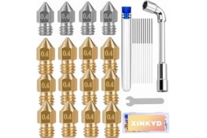 XIN-KYD 16 boquillas de Impresora 3D, mk8, 0,4 mm, extrusora de 0,4 mm, para Impresora 3D de filamento de 1,75 mm, con Herramienta de Limpieza de boquillas, para Anycubic Mega/Creality CR-10/Ender…