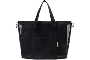 GWAWG Wodoodporne kieszonkowe torby plażowe, duża torba na ramię na basen z zamkiem błyskawicznym, zaprojektowana z siatki, składana torba plażowa z zamkiem błyskawicznym, duże torby z siatki na