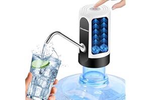 EASY SPEED EASYSPEED Elektryczny Dozownik Wody Pitnej,W Zestawie 2 Adaptery Automatyczny Dystrybutor Wody Pitnej,Możliwość ładowania Przez USB 1200 mAh Pompa Do Butelek Na Wodę,Do Domowego Biura,Biały