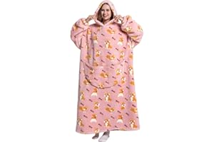 KAWOJA Verlängert Übergroße Hoodie Decke,Kuscheldecke mit Ärmeln und Taschen,Superweiche und Warme Flanell TV Decke mit Kapuze