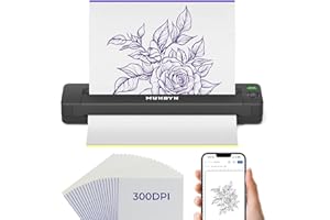 MUNBYN Tattoo Drucker Bluetooth, Stencil Drucker Tattoo Printer, Haut Tattoodrucker Thermodrucker für Anfänger, für Android iOS Mac Windows, mit 20 Blatt Transferpapier, ITP06, Schwarz