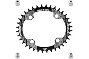 YBEKI Plato de Bicicleta 40T 42T 44T 46T 48T 50T 52T Plato 104BCD Redondo Estrecho Ancho Unico Monoplato para Bicicleta de Montaña Bicicleta de Carretera