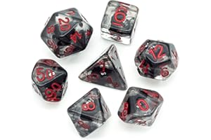 cusdie 7-Die DND Dice, Polyhedral Dice Set Filled with Animal, for Role Playing Game Dungeons and Dragons D&D Dice (Black Bat)