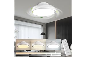 ‎CELAVY CELAVY Deckenventilator mit Licht Beleuchtung 45CM, 66W Deckenlampe mit Ventilator Dimmbar, Flach Modern Deckenleuchte mit Fernbedienung, LED Leise Ventilator Lampe Decke Schlafzimmer, Weiß & Schwarz