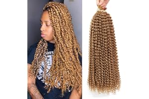 BLISSOURCE Passion Twists Hair 18 pouces 7 packs Vague Eau Crochet Tresses, Passion Twist Crochet Cheveux, Passion Twist Tressage Cheveux Extensions De Cheveux (18inch, 27)