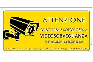 PUBBLIMANIA AREA VIDEOSORVEGLIATA Cartello in alluminio composito metallo 3 mm di spessore (Cm 29x14,5) (Area Videosorvegliata)
