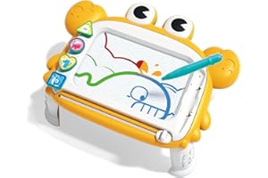 YOUCUTE Magnetic Drawing Board for Kid Baby Toys 1-2 Year Old Boys Girls Crab Learning Educational Toddler Toys 1 2 3 Year Old Birthday Gift (Yellow)