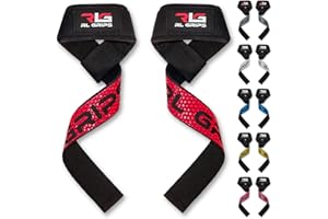 RLG RL GRIPS RLGrips - Straps de Gimnasio para Levantamiento de Pesas – Correas de Agarre con Grip de Silicona y Acolchado – Straps para Powerlifting, Peso Muerto, Remo y Jalones