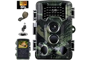 YOVOCA Fototrappola 2,7K 58MP, Fotocamera Caccia Grandangolare 120 ° Fototrappole Infrarossi Invisibili con Scheda 32GB, Foto Trappola di Sorveglianza per Animali Movimento Attivato Visione Notturna 0,1s