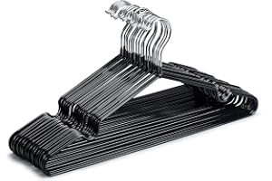 HOUSE DAY Metal Hangers Plastic Hangers 10 Pack - Black Shirt Hangers for Clothes Space Saving Clothes Hangers Rubber Coat Hangers for Adult Heavy Duty Hangers Strong Anti-Slip Hangers Wire Hangers