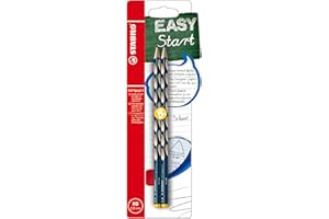 STABILO EASYgraph S - Thin Ergonomic Graphite Pencil - Left-Handed - Pack of 2 - Petrol - Degree HB