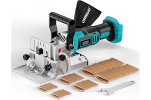 LIVOWALNY Flassdübelfräse Kompatibel med Makita 18V: Nutfräs med dammsäck och fladsdübel för träbearbetning (utan batteri/laddare), 11000 varv/min, 6-stegs djupinställning, 0-90° skärning