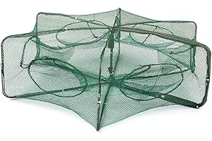 Lixada Rete da Pesca Pieghevole Esagonale con 6 Fori, Gabbia, Trappola per gamberoni, granchi, Esche (6 Fori)