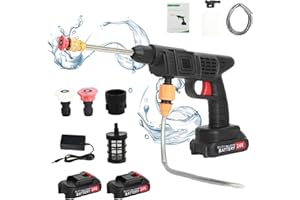 TUELALY Cordless Pressure Washer, 24V 1500mAh Battery High Portable Pressure Washer with 3 Nozzles, for Car/Floor/Garden Cleaning (Black)