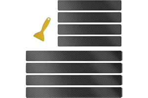 FEMONGY Protector Puertas Coche, 8 Piezas Universal para Umbral de Puerta de Coche Parachoques Protector Proteger Pegatinas con Raspador, Vinilo Fibra Carbono Prueba de Rayones Usable