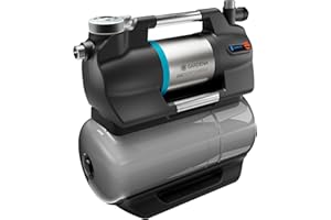 Gardena pompe 6300 SilentComfort: pompe avec réservoir d'eau de 25 l et filtre intégré, débit 6300 l/h, protection contre la marche à sec, très silencieuse, contrôlable via l'app Bluetooth (9068-20)