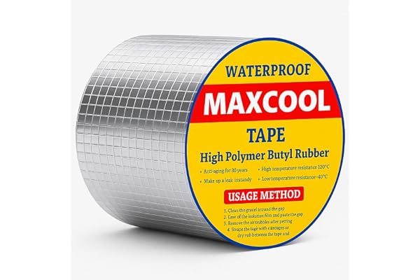 Leakage Repair Waterproof Tape for Pipe Leakage Roof Water Leakage Solution Aluminium Foil Tape Waterproof Adhesive Tape Sealing Butyl Rubber Tape for Leakage (5CM*5M (Pack Of 1)). (10 CM DUCT TAPE)