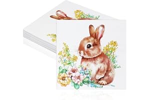 ZVK Serviettes de fêtes, lapin jaune Serviette Lot de 20 Serviette en papier jetables 33 x 33 cm Party Décoration