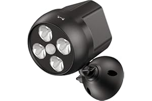 NICREW Czujnik ruchu na zewnątrz, zasilana bateriami, lampa zewnętrzna z czujnikiem, wydajne diody LED bez kabla, 4 diody LED, odporne na warunki atmosferyczne światło bezpieczeństwa na werandę, do