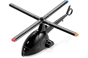 TROIKA "Ready 4 TAKE OFF" uchwyt na spinacze biurowe – GAM03/BK – helikopter, przycisk do listów, 3 długopisy, marker tekstowy, magnes, 5 spinaczy biurowych, silnik cofania – błyszczący – czarny – oryginalny produkt firmy Troika