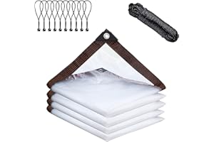 TOBENGDA Plandeka wodoszczelna, przezroczysta z oczkami, wodoszczelna, przezroczysta, 3 x 4 m, do użytku na zewnątrz, na taras, kurnik, balkon