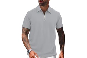HOEFIRM Polo da uomo Golf Manica Corta Zip Collo Basic T-Shirt Tennis Sport Polo Casual Cotone Top Abbigliamento da Lavoro