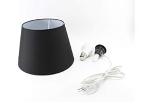 HORUS PARALUMI Kit Lampada Bottiglia con Paralume Nero e Portalampada Nero (L- Paralume D.30 cm - Portalampada E27)