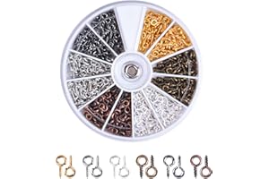 MIKIHAT 600 Pezzi Mini Viti a Occhiello, Ganci a Vite con Occhiello, Occhielli Viti Filettati Bulloni a Occhiello, Vite Perno Occhio in Metallo per Gioielli Creazione di Artigianato Fai da Te, 4 x 8 mm