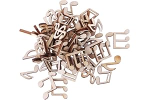 peiyee Lot de 200 disques en Bois - Notes de Musique découpées au Laser - Décoration pour Notes de Musique - Boutons en Bois décoratifs - Décoration Artisanale - Mini Notes et clés de Musique