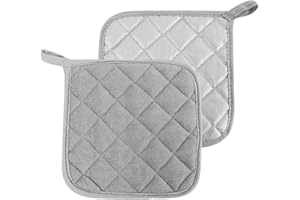FANMURAN Presine da Cucina in Cotone Accessori per Cucina Pentole Forno Resistente al Calore Lavabile Grande Set di 2pz (Grigio Leggero)