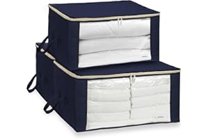 4CONVY Scatole per Armadio con Cerniera - [2024 MATERIALE AGGIORNATO] Materiale Oxford Resistante - Senza Scheletro – Contenitori per Armadio per Vestiti, Trapunte – Organizzatore Pieghevole 3x90L