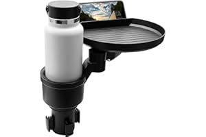 Macally Car Meal Tray - Expandable Cup Holder with Phone Slot - 9" Food Tray Table for Yeti, Hydroflask