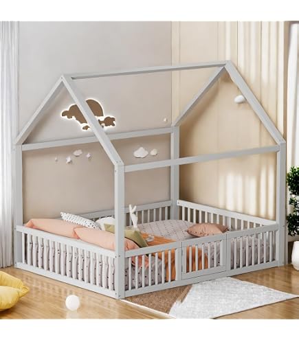 Lit Cabane Enfant, Lit D'enfant Avec Cheminée|Protection Contre Les Chutes|Lit D'enfant En Pin 90 X 200 Cm Sans Matelas Blanc 91776025