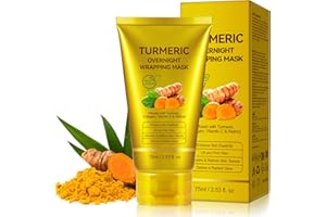 UOCASI Mascarilla Nocturna De Colágeno De Cúrcuma, Mascarilla Nocturna De Cúrcuma Agria - Piel Suave, Piel Blanca Brillante, Hidratante, Nutrir La Pi-el Oscura, Desigual, Apretar La Pi-el Y Brillar - 75 ML