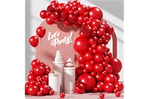 FLETORIN Decorazioni Compleanno 107 Pezzi, Arco Palloncini Rosso, Taglie 18 12 10 5 pollici Palloncini Arco Kit Per Feste Compleanno, Baby Shower, Matrimonio, Laurea, Battesimo Bambino Addobbi