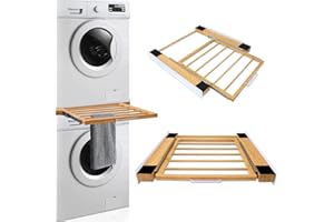 NIUXX Stacking Kit with Sliding Shelf, Fits for 46-60 cm Washing Machine and Dryer, Ratchet Rope Installation Frame Accessories for Connecting Tumble Washer Dryer, Ideal Housewarming Gift
