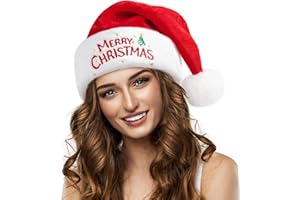 benpen Santa hat for Adults Kids Christmas Xmas Holiday Hat,Unisex Santa Claus Hat Velvet Comfort Costume Accessory for New Year Festive Party Supply,Fur Christmas Headwear