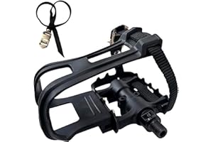 YBEKI Professional Bike Pedals with Adjustable Toe Clips & Straps | Dual Sealed Bearings for 360° Smooth Ride | Lightweight Alloy-Composite Pedals for Spin, Peloton, Schwinn, Road & Mountain Bikes