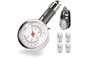 Indrnif ManomèTre De Pression Des Pneus Avec 4 Valves De Voiture - Testeur De Pression Des Pneus - Testeur De Pression Des Pneus MéCanique 0-100 Psi Pour Voiture, VéLo Et Moto