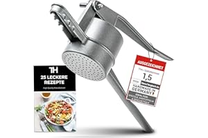 Thiru Spätzlepresse Lochdurchmesser ca. 3mm - Testsieger 2024-60 Tage risikofrei testen - Rundloch mit Schaumlöffel & Auflagerasten - Ideal für Spätzle, Kartoffelpüree, Säfte - Made in Germany