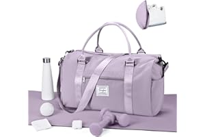 WEPLAN Sports Gym Bag Womens Travel Bag with Shoes Compartment Sports Duffel Bags for Women Men Weekend Overnight Bags Fitness Hospital Holdall Carry on Hand Luggage Waterproof,Purple