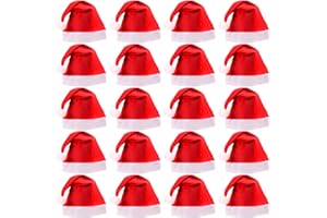 NINGESHOP Gorro navideño, 20 Pcs Gorros Navideños Adultos, Gorro de Papá Noel, Unisex Sombreros de Navidad, Sombrero de Santa para Adultos Adecuado para Fiestas Navideñas y Juegos de Rol Navideños