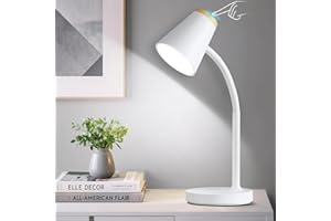 GyroVu Led Desk Lamp, Touch Dimmable Reading Lamp for Dorm Office Home, Flexible Gooseneck Table Lamp for Studying Bedside Bedroom Nightstand White