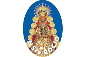 ARTIMAGEN Pegatina Oval Virgen del Rocío 60x80 mm Fondo Azul