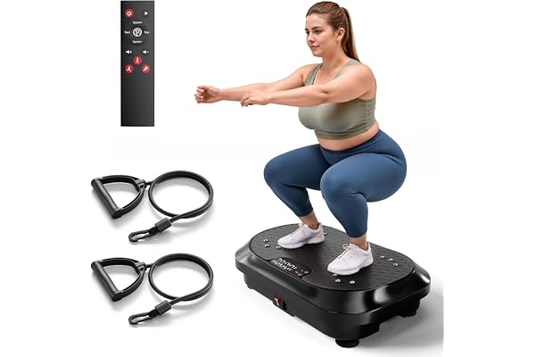 Kraftfull vibrationsplattor-träningsenhet med Bluetooth-högtalare – 120 massageintensitetsnivåer för hemmafitness, lymfdräner