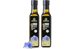 ‎KRÄUTERLAND N A T U R - Ö L M Ü H L E Kräuterland Organic Linseed Oil 2 x 250 ml (500 ml), Organic Linseed, Cold Pressed, Mild and Nutty, Rich in Lignans and Omega 3-6-9 Fatty Acids, Natural without Additives, Glass Bottle, Mill Fresh