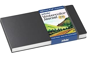 Joibabe Watercolor Journal，A5 Cold Press Watercolor Paper Sketchbook 21 x 13.5CM，36 Sheets 200gsm Watercolor Paper, Acid-Free for Watercolors, Gouache, Acrylics and Mixed Media（Black）